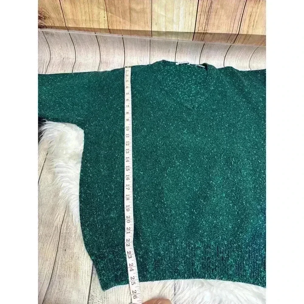 Retro Vintage 80s 90s V Neck Knit Sweater Green and Black Size 2XL Tall READ DES